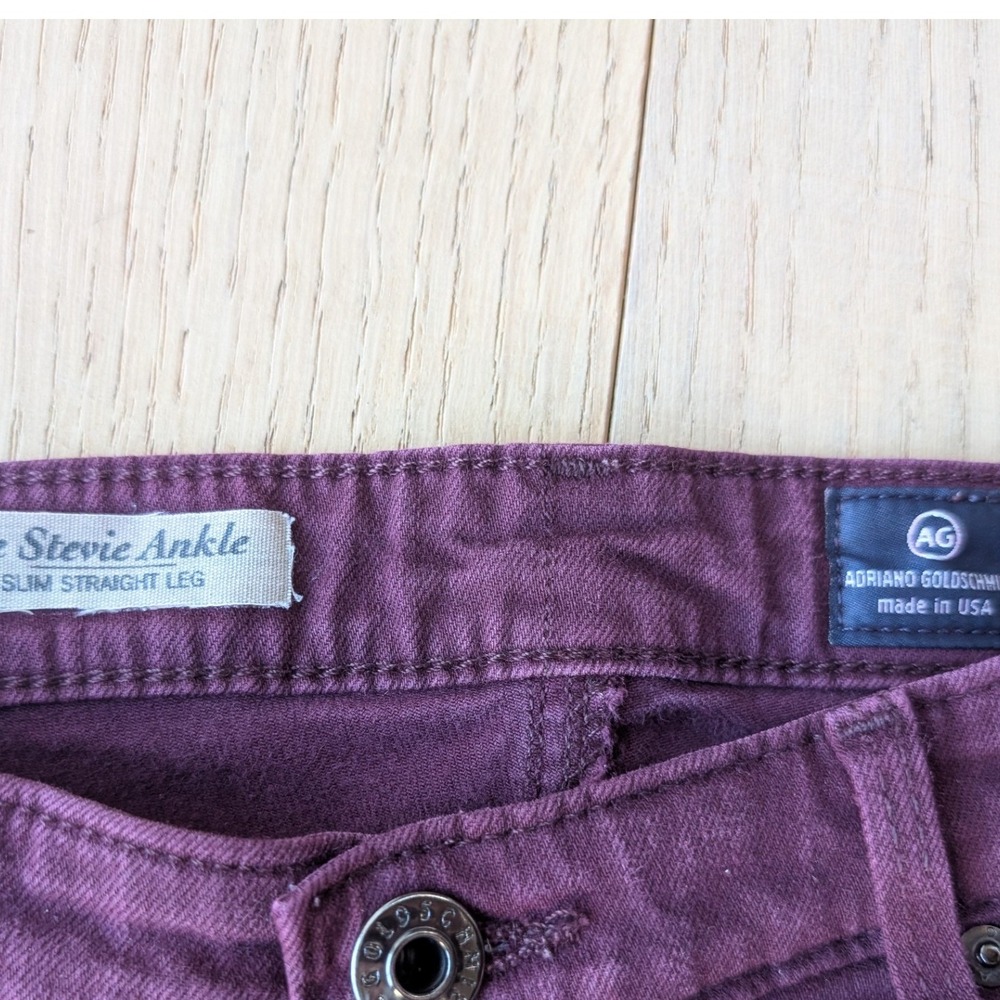 AG Adriano Goldschmied Stevie Ankle Slim Straight Leg Jeans Maroon 27R CTL1377- - Picture 3 of 7
